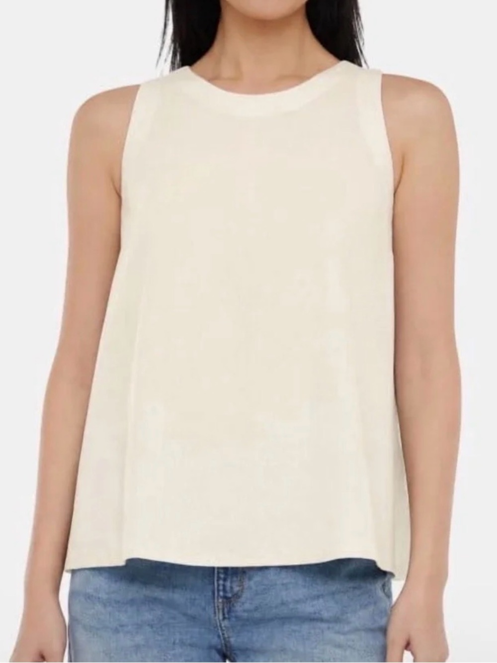 Banana Republic Cream Sleeveless Linen Blend Crewneck Tan